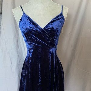 Crushed blue Velvet skater dress
